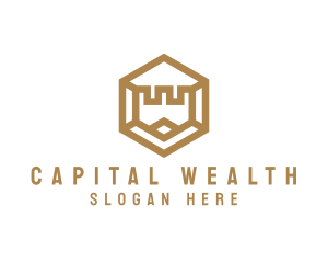 Capital - Hexagon Turret Castle logo design