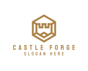 Hexagon Turret Castle logo design