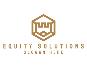 Equity - Hexagon Turret Castle logo design