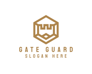 Gate - Hexagon Turret Castle logo design