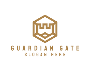 Gate - Hexagon Turret Castle logo design