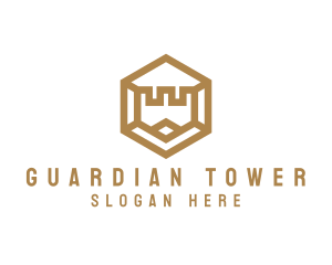 Hexagon Turret Castle logo design