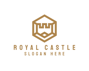 Castle - Hexagon Turret Castle logo design