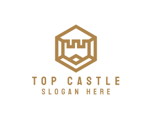 Hexagon Turret Castle logo design