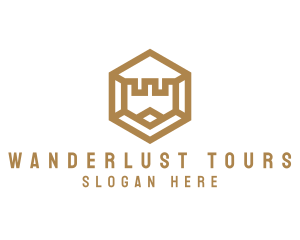 Hexagon Turret Castle logo design