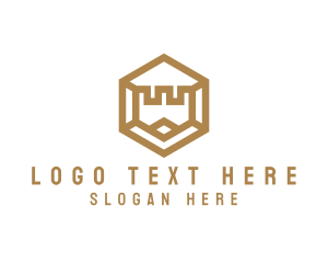 Kingdom - Gold Hexagon Castle logo design