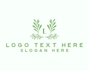 Botanical - Green Foliage Letter logo design