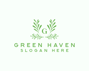 Green Foliage Letter logo design