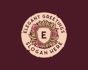 Shield Floral Crest logo design