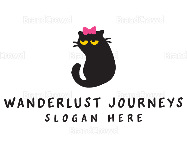 Pet Cat Ribbon Logo