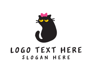 Feline - Pet Cat Ribbon logo design