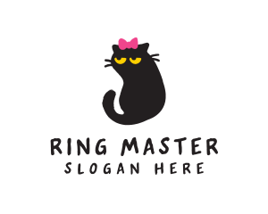 Pet Cat Ribbon Logo