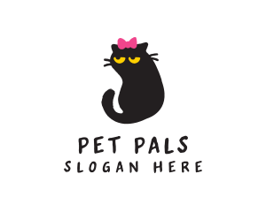 Pet Cat Ribbon logo design