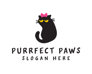 Pet Cat Ribbon logo design