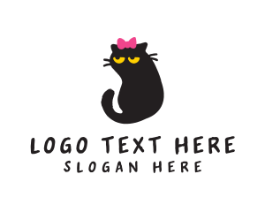 Handdrawn - Pet Cat Ribbon logo design