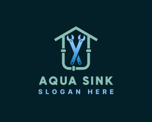 Sink - Plumbing Wrench Home logo design