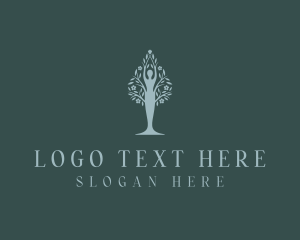 Yoga - Tree Woman Flower logo design