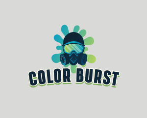 Gas Mask Paint Splatter logo design