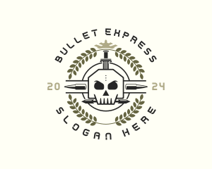 Bullets - Skull Bullet Sword logo design