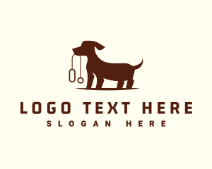 Dog Walker - Dachshund Dog Leash logo design