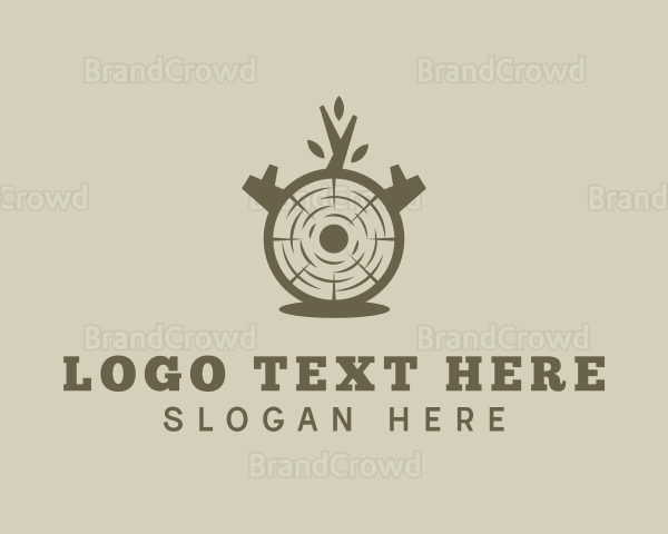 Wood Log Carpentry Logo