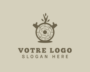 Wood Log Carpentry Logo