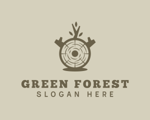 Wood Log Carpentry logo design