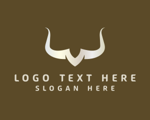 Bison - Silver Cattle Horn logo design