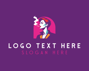 Lady - Adult Smoking Woman logo design