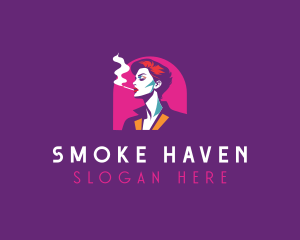 Adult Smoking Woman logo design