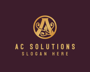 Golden Elegant Letter A logo design