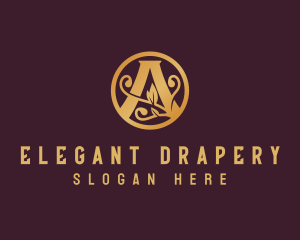 Drapery - Golden Elegant Letter A logo design