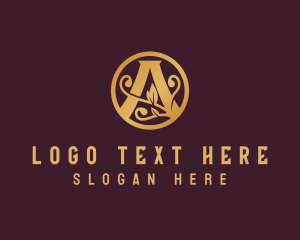 Winery - Golden Elegant Letter A logo design