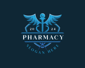 Caduceus Wings Pharmacy logo design