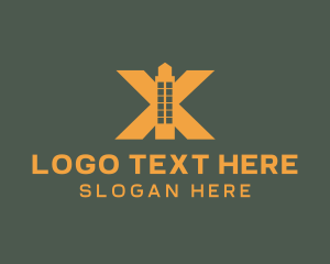 Land Developer - Yellow Building Letter X logo design