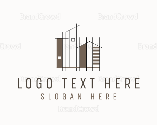 House Building Blueprint Architecture Logo