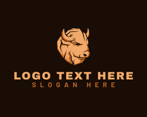 Bull  Horns - Bison Animal Livestock logo design
