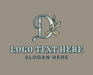 Foliage - Medieval Vine Letter D logo design