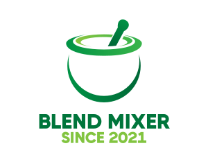 Mixing - Green Mortar & Pestle logo design