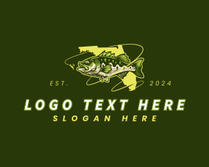 Map - Florida  Largemouth Bass Fish logo design