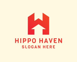 Modern Red Letter H logo design