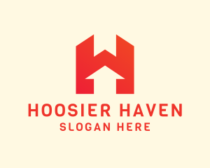 Modern Red Letter H logo design