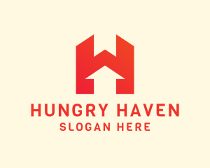 Modern Red Letter H logo design