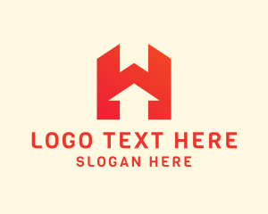 Vertical - Modern Red Letter H logo design