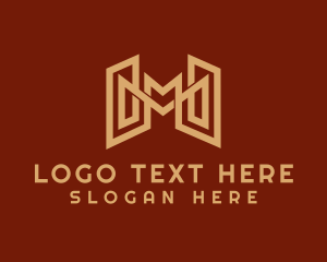 Real Estate - Gold Letter M Contractor logo design