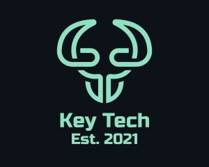 Green Bull Head Tech logo design