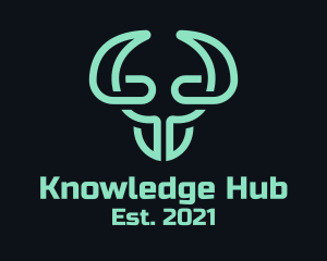 Modern - Green Bull Head Tech logo design