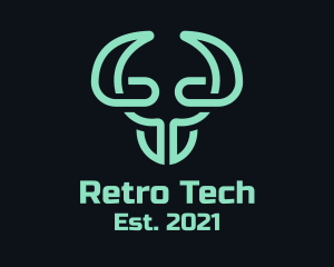 Green Bull Head Tech logo design