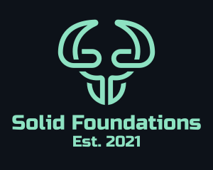 Buffalo - Green Bull Head Tech logo design