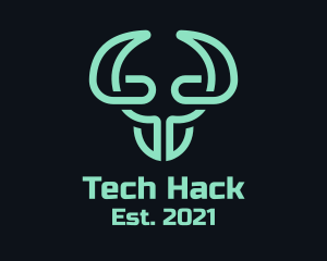 Green Bull Head Tech logo design